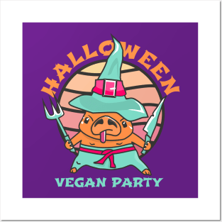 Halloween Vegan Party. Posters and Art